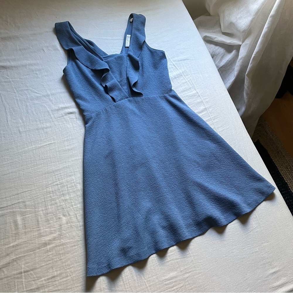 Sandro Paris‎ blue ruffle sleeveless mini dress